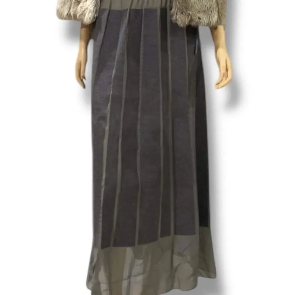 Victor & Rolf Gray Wool & Silk Wide Panels Long Skirt - NEW
